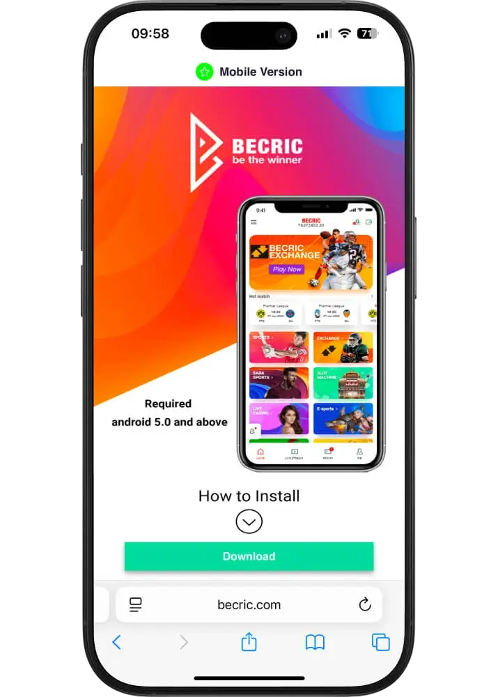 BeCric mobile app